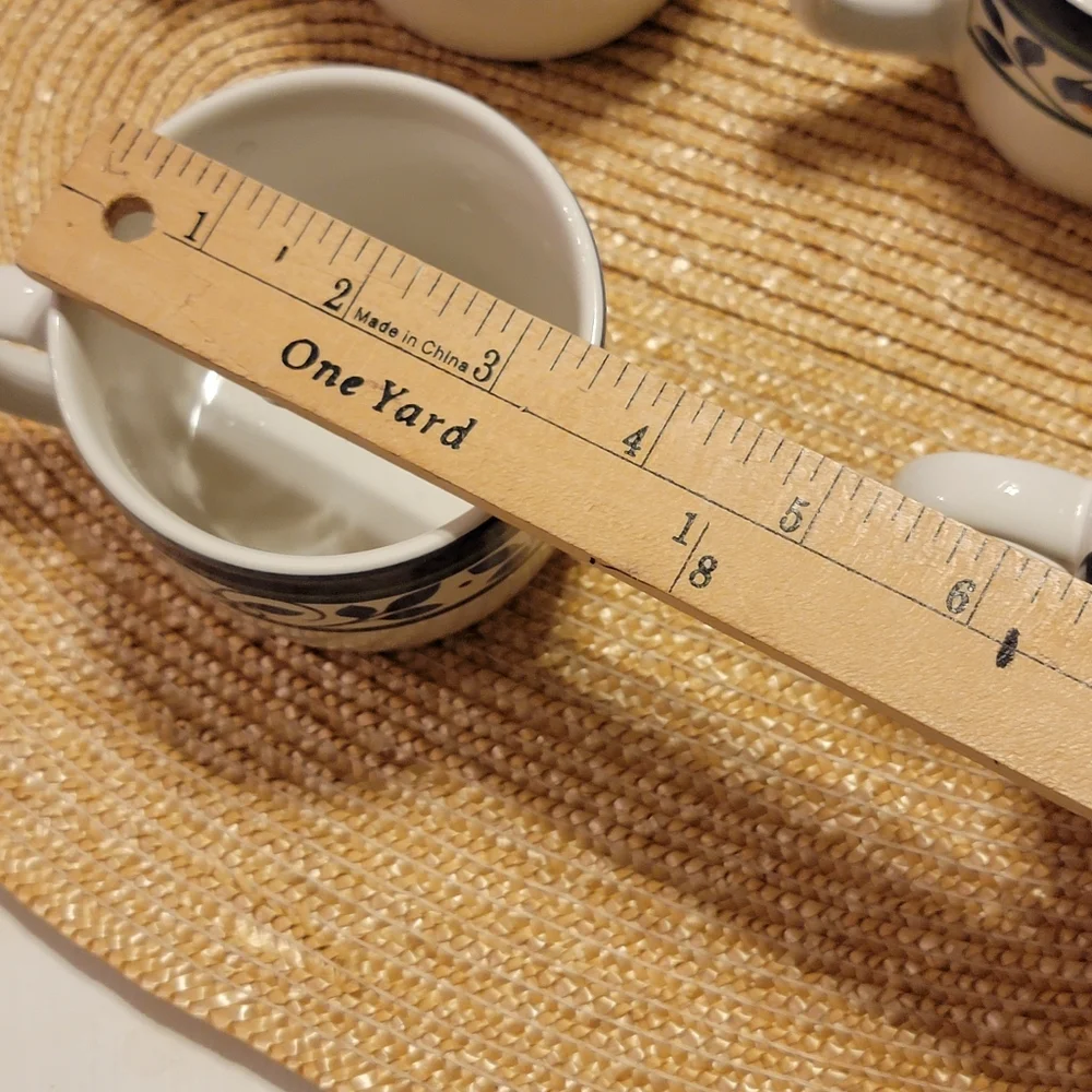 Pfaltzgraff Orlean Coffee Tea  Cups Set of 4 Retired Blue White Cups MCM 6 oz